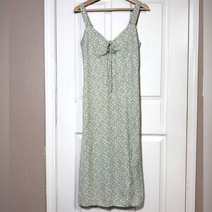 Abercrombie Fitch Babydoll Milkmaid Coquette Green Floral Midi Dress Size M
